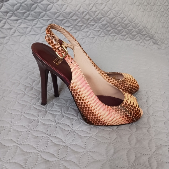 Stuart Weitzman multi color embossed leather heels sandals - Picture 3 of 9